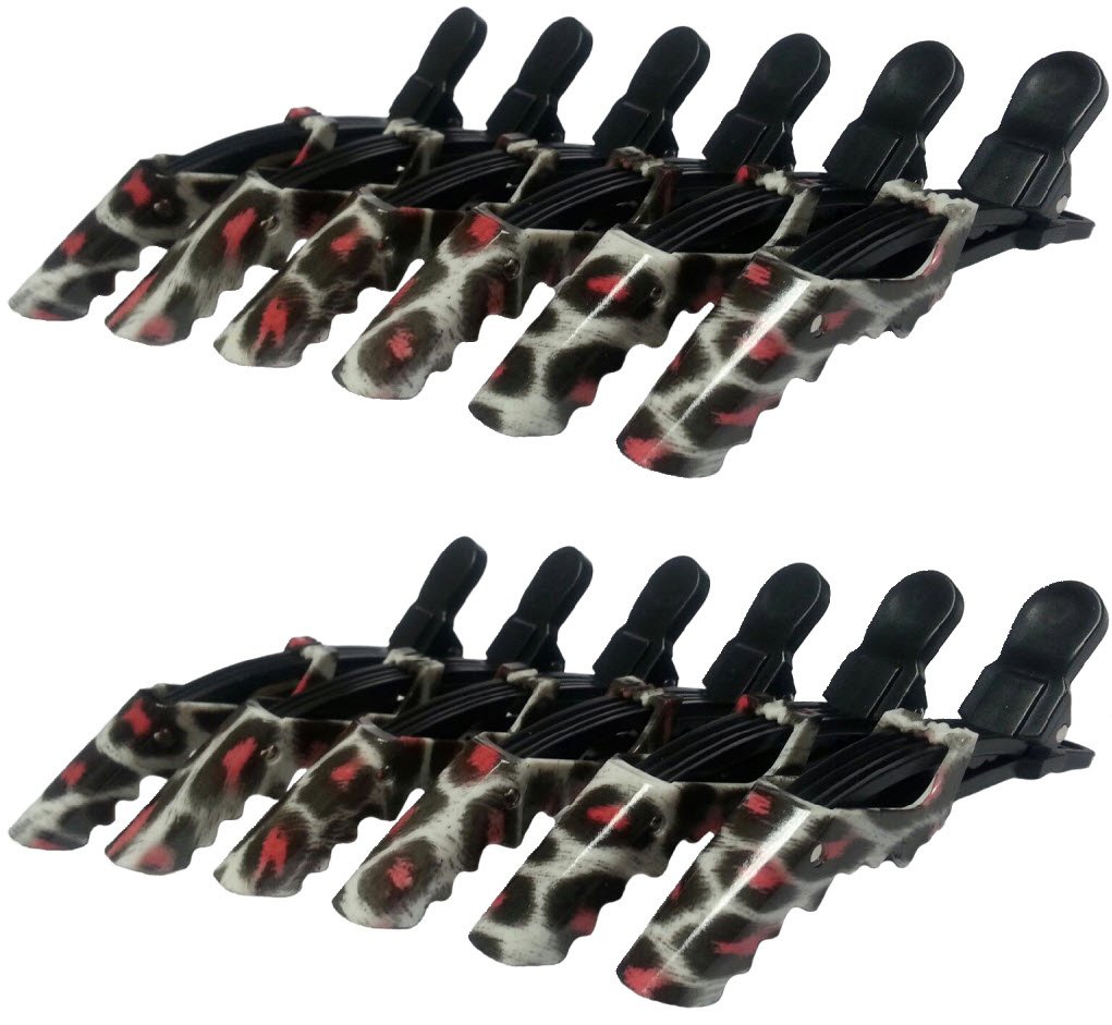 Pink Leopard Print Hair Clips for Women - 12 Pack Croc Hair Clips Set for Girls, Teens & Adults - Perfect for School, Work, Parties & Everyday Hairstyling