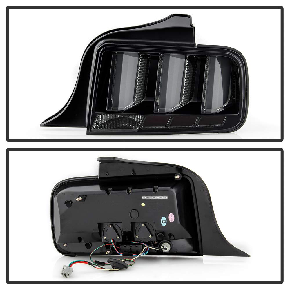 ACANII LED Tail Lights for 2005-2009 Ford Mustang - Black Housing with Smoked Lens, Sequential Turn Signals & Brake Lights - Upgrade Your Mustang's Rear Style (Perfect for Night Driving & Car Shows)