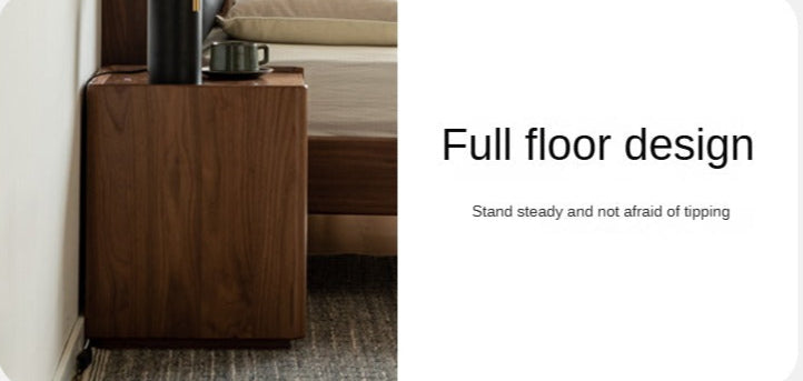 Black Walnut Solid Wood Nightstand - Minimalist Bedside Table for Bedroom, Living Room & Office | Durable & Stylish Storage Solution