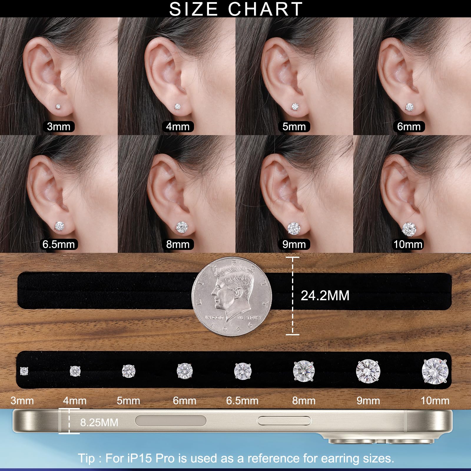 Lab-Created Moissanite Stud Earrings 0.2CT-8.0CT | D Color VVS1 Clarity Round Cut | Hypoallergenic 18K Gold Plated or 925 Sterling Silver | Diamond Simulant Earrings for Women & Men | Perfect Anniversary, Birthday & Everyday Jewelry Gift