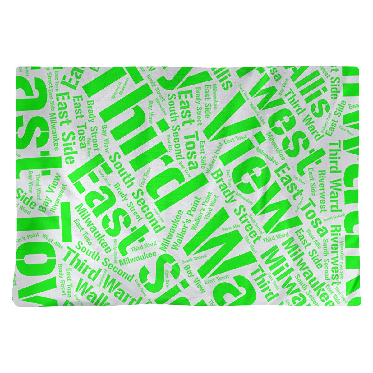 Milwaukee Wisconsin Districts Word Art Green Placemat - USA City Map Themed Table Decor for Dining, Kitchen & Home Decor