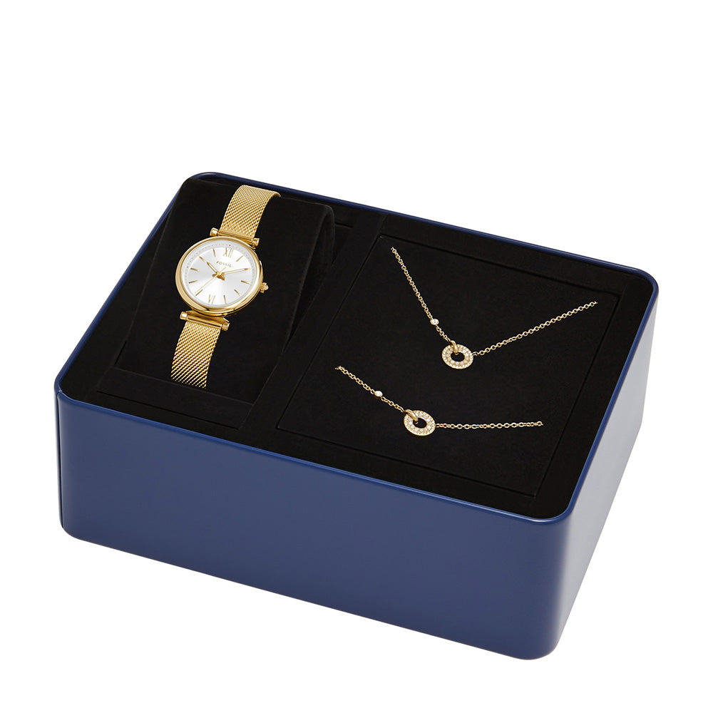 Fossil Carlie ES5251SET Women's Watch & Bracelet Gift Set - Elegant Stainless Steel Design for Everyday Wear & Special Occasions