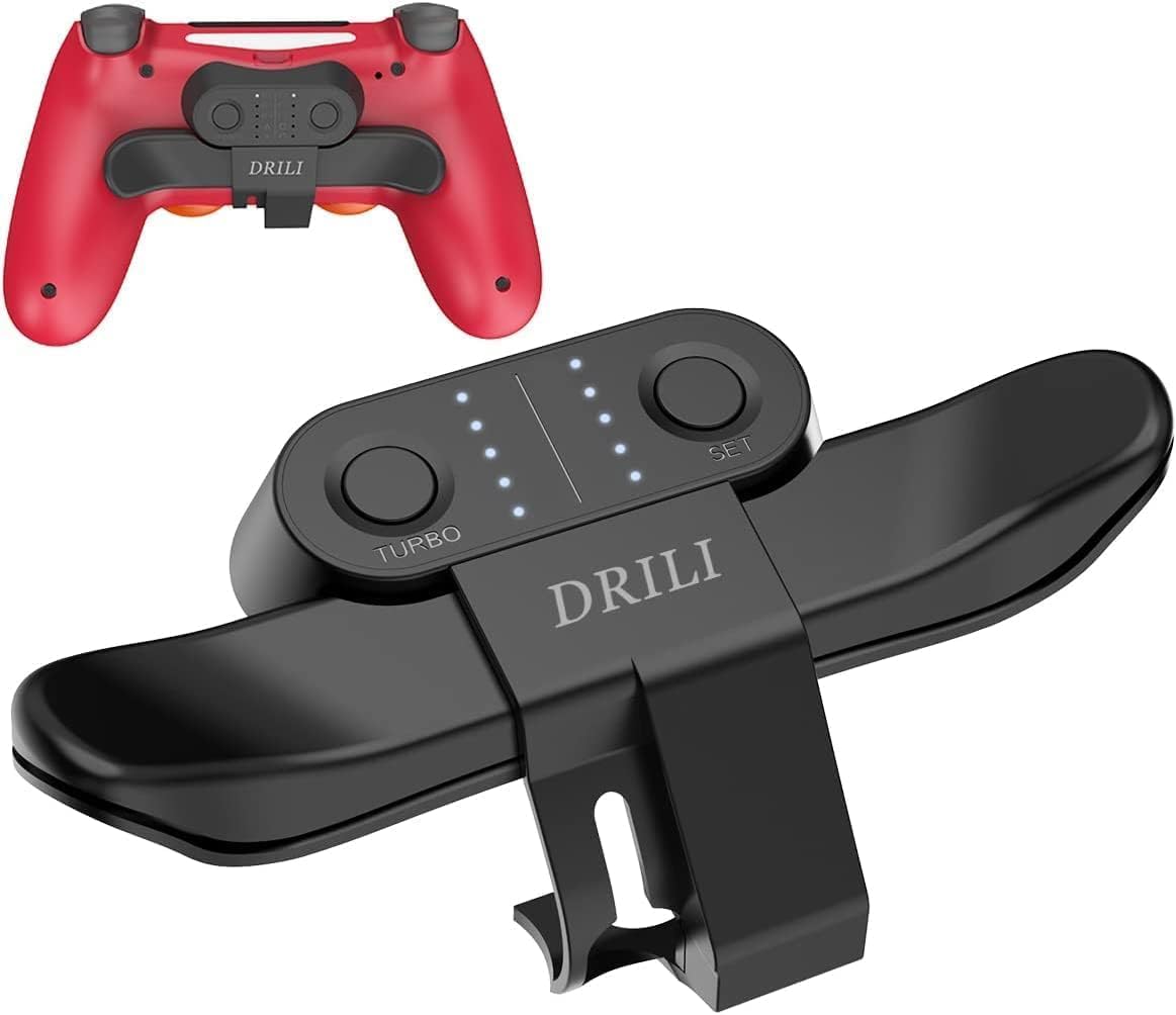 DRILI PS4 Controller Paddles - Back Button Attachment with Turbo & Memory Function, Plug & Play - Perfect for Gaming, FPS, and Competitive Play on PS4