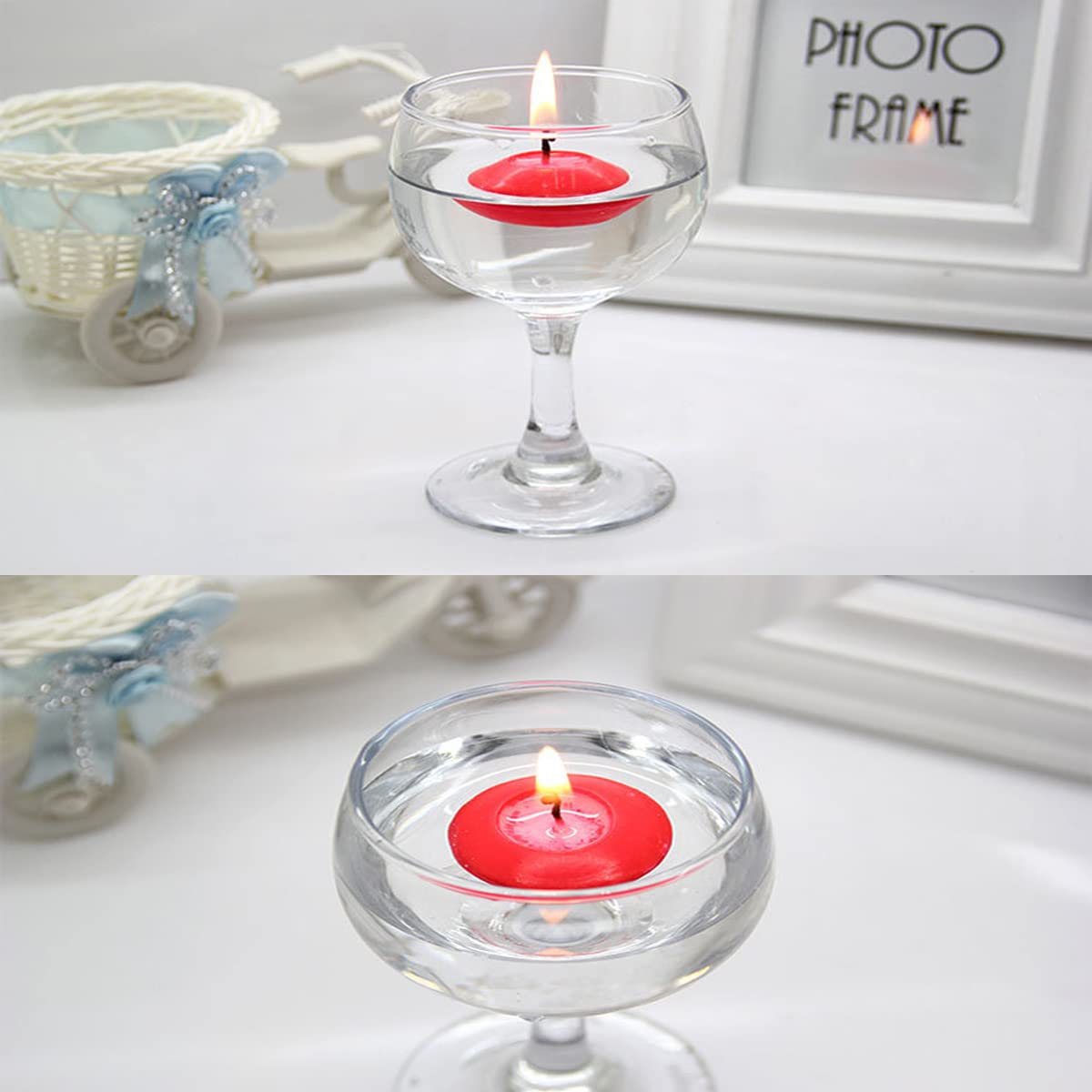 30 Unscented Floating Tea Wax Candles - Smokeless Water Candles for Weddings, Pools, Spas, Valentine's Day, Bathtub, Dinner & Christmas Decorations (Red) - Perfect for Romantic Ambiance, Relaxing Baths & Party Centerpieces