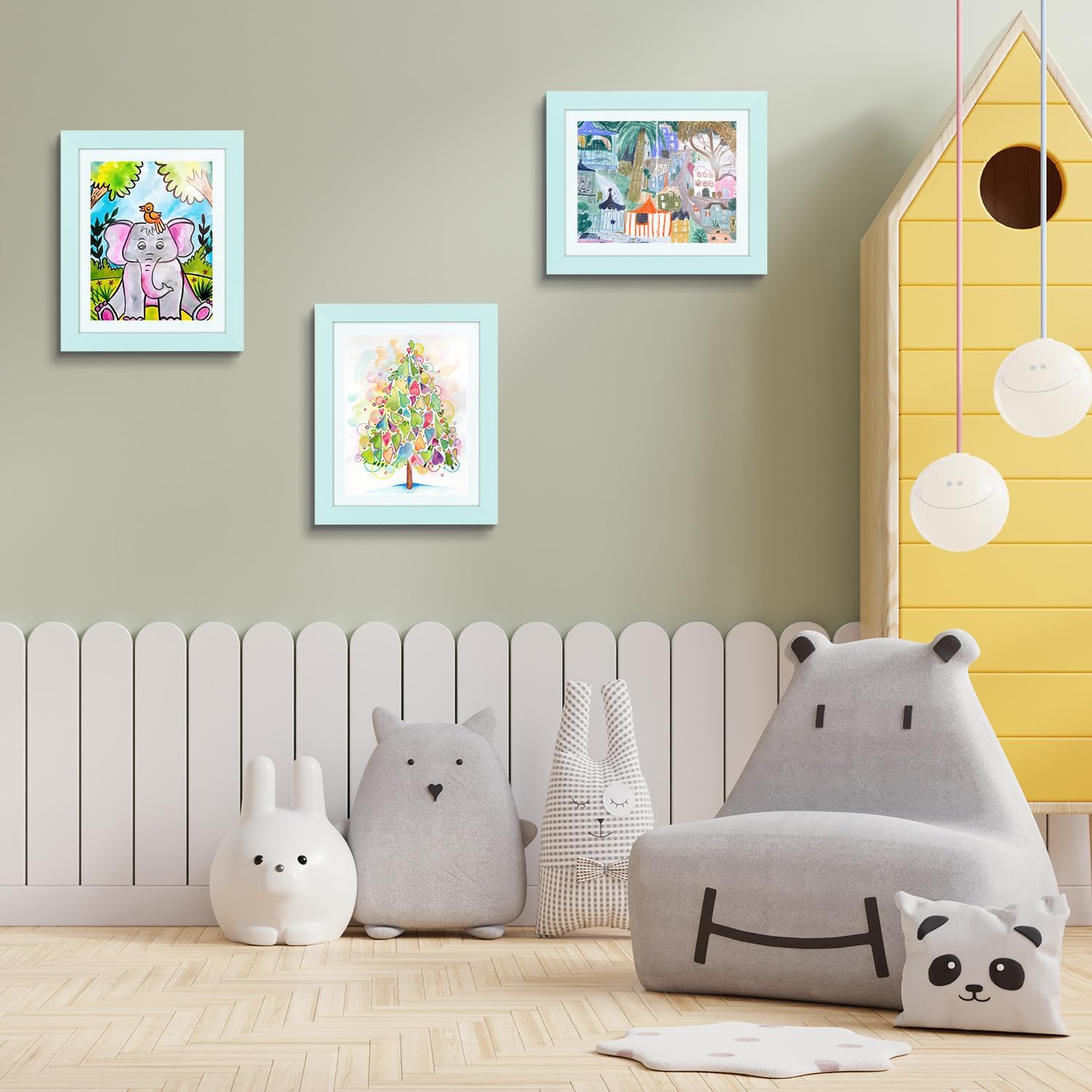 Golden State Art 10x12.5 Inch Kids Art Frames - Front Opening Display Frames for Children's Drawings, Art Projects & Schoolwork - Light Blue Set of 8 - Perfect for Home, Office or Classroom Decor