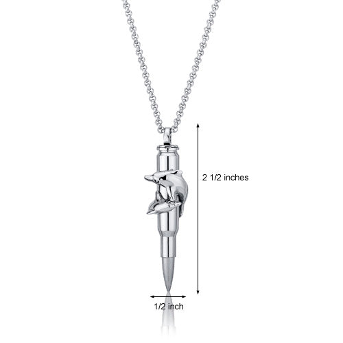 Dolphin Design Stainless Steel Bullet Necklace for Women - Trendy Pendant Jewelry Gift for Her - Perfect for Everyday Wear, Parties & Special Occasions