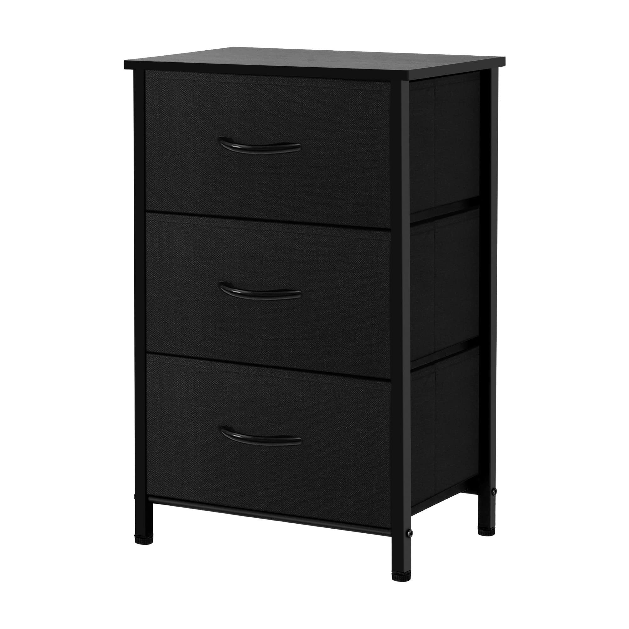 AZL1 Life Concept 3-Drawer Storage Dresser Organizer with Removable Fabric Bins - Compact Standing Cabinet for Bedroom, Office, Living Room & Closet - Perfect for Storing Clothes, Toys & Home Essentials (Black)