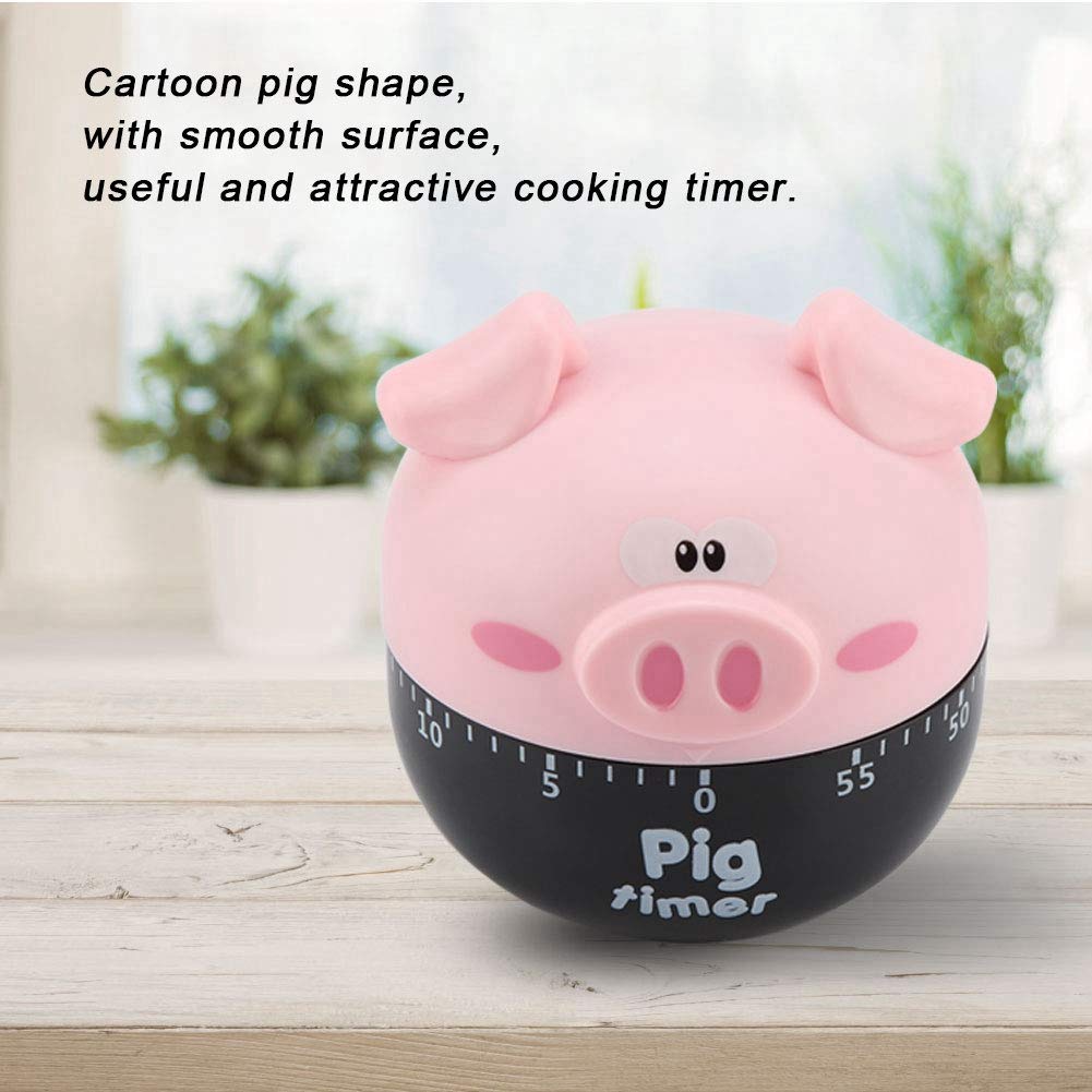 Cute Cartoon Pig Kitchen Timer - 55 Mins Mechanical Countdown Timer for Cooking, Baking, and Study - Easy to Use Mini Timer for Home, Office, and Classroom