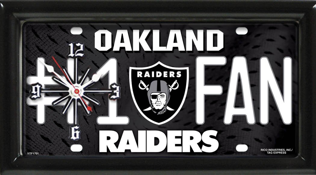 TAGZ SPORTS UNLIMITED Oakland Football Themed Wall Clock & Desk Clock - Perfect for Home, Office, Man Cave, or Sports Fan Gift (12-Inch, Battery Operated)