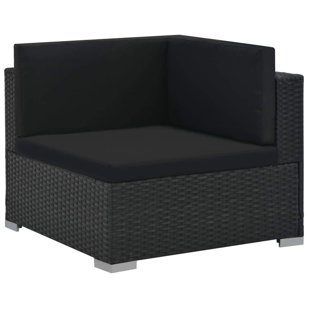 vidaXL 6-Piece Patio Sofa Set - Outdoor Sectional Couch with Cushions & Table, Black Poly Rattan Furniture for Backyard, Garden, Poolside or Deck Relaxation