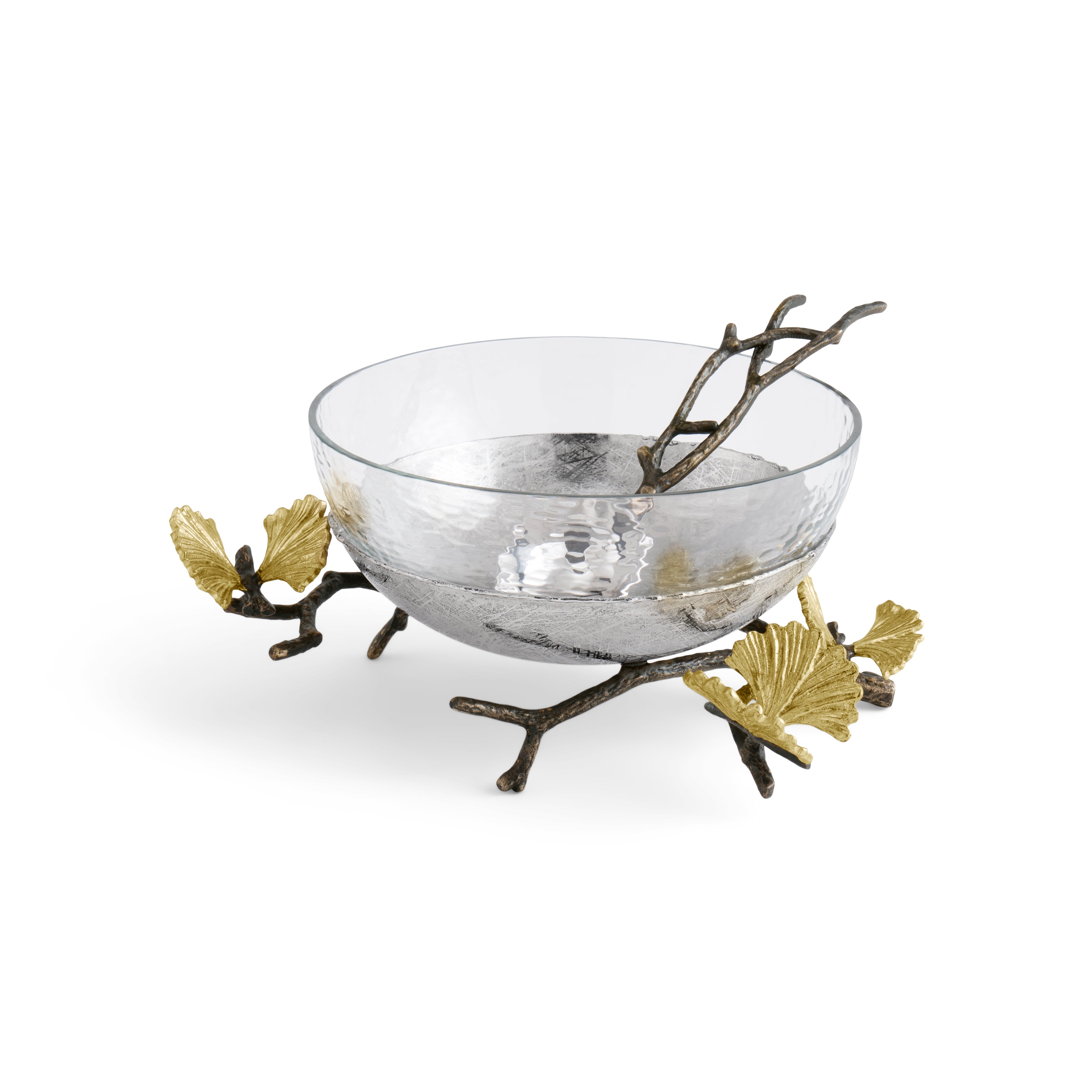 Butterfly Ginkgo Glass Nut Dish with Spoon - Elegant Serving Bowl for Nuts, Candy, Snacks - Perfect for Parties, Weddings, Home Decor