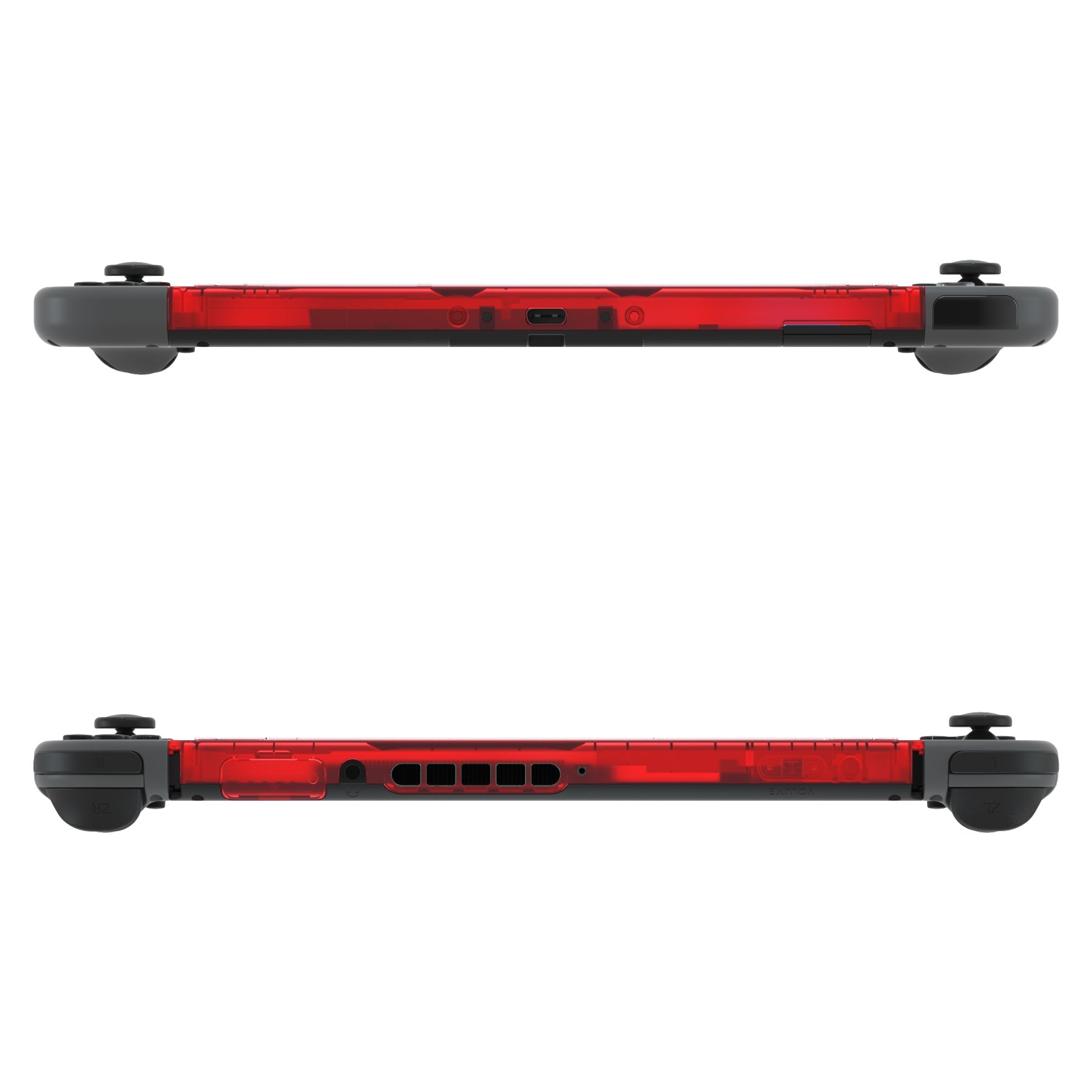 eXtremeRate DIY Replacement Housing Shell Front Frame with Volume & Power Buttons for Nintendo Switch Console - Clear Red | Custom Gaming Setup & Repair Accessories