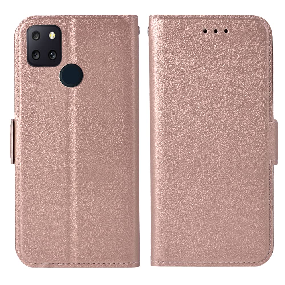 Premium Leather Wallet Case with Wrist Strap & Card Holder for T-Mobile Revvl 5G/TCL Revel G5 (T790W) - Rose Gold Flip Cover with Stand | Perfect for Daily Use, Travel & Hands-Free Convenience