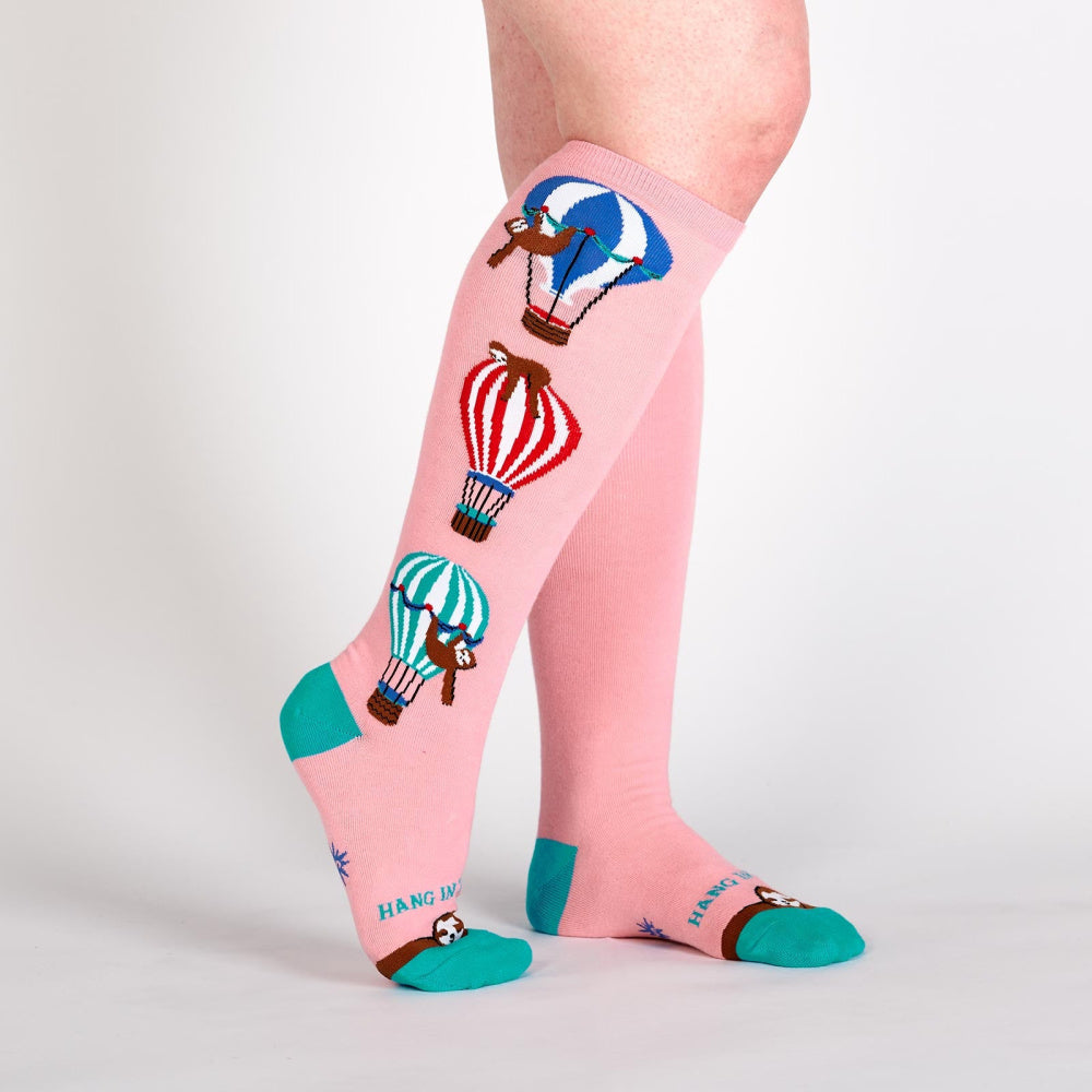 Fun Knee High Socks for Women - Hang In There Design - Comfortable & Stylish Casual Wear for Work, Gym, or Everyday Outfits