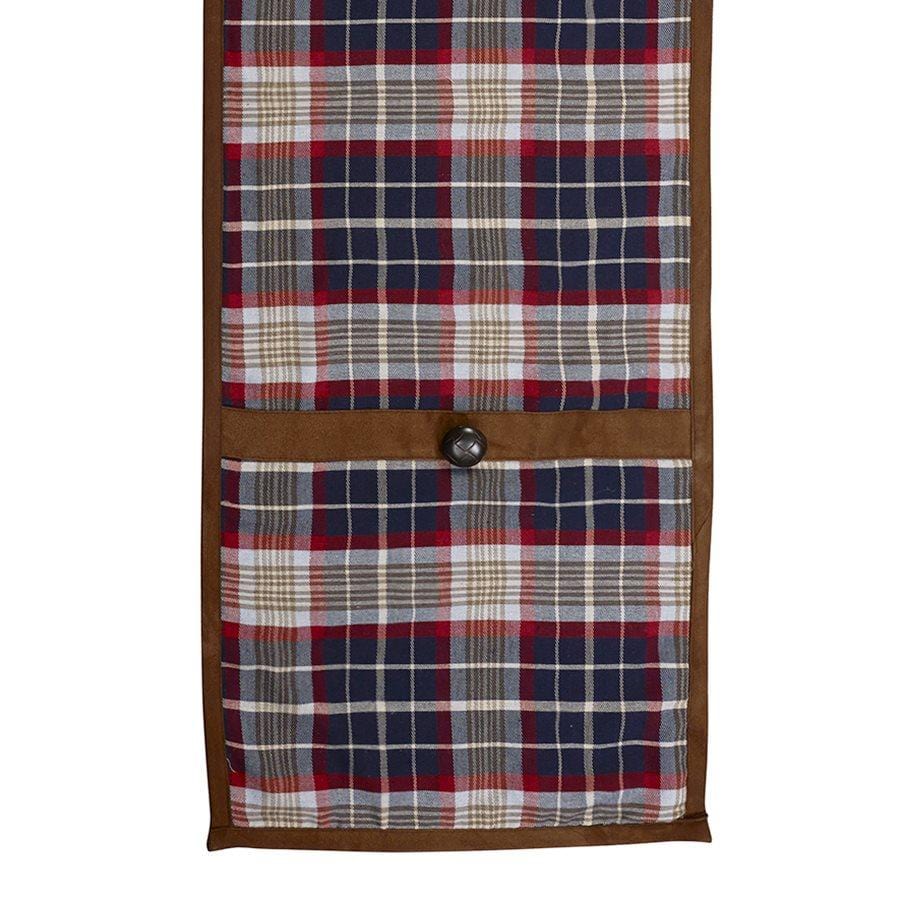 South Haven Blue Plaid Table Runner with Suede Trim - Elegant Dining Table Decor for Thanksgiving, Christmas & Holiday Parties