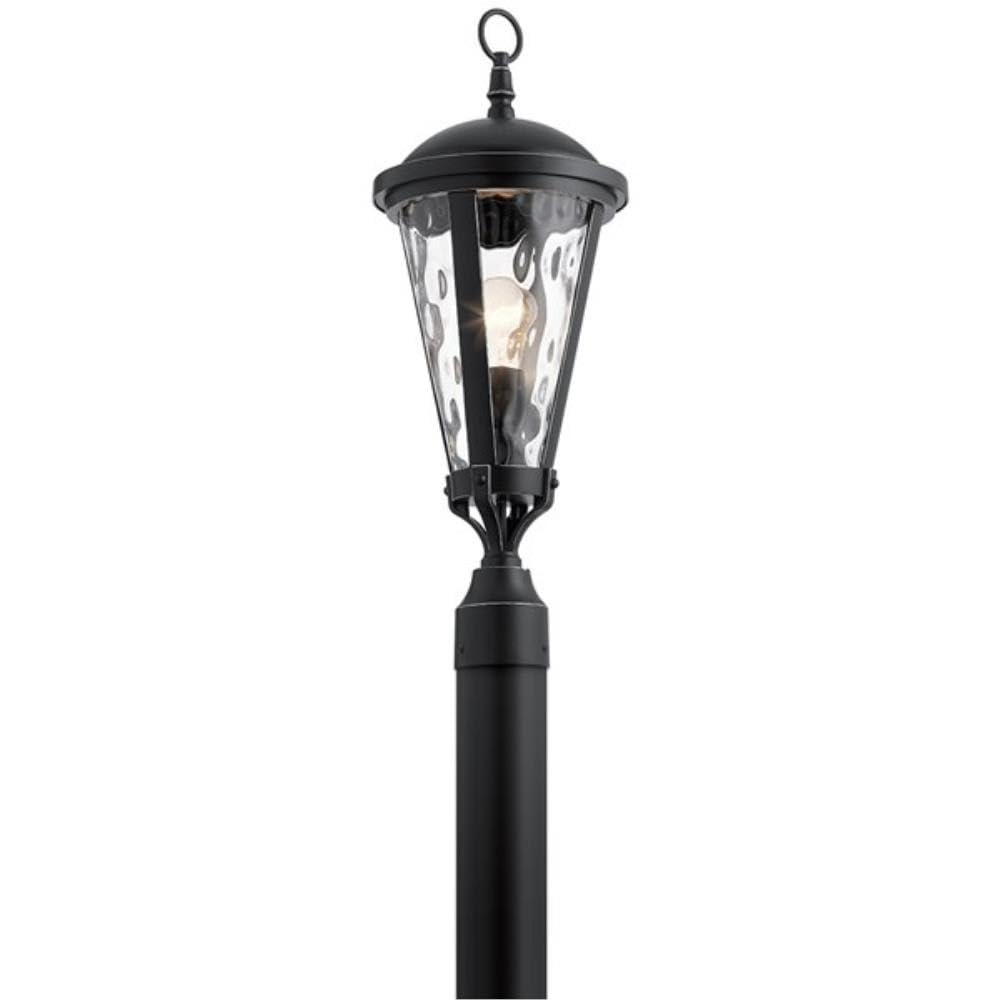 Kichler 49237BSL Cresleigh Outdoor Post Light - 1-Light 100W Black with Silver Highlights - Perfect for Porch, Patio, Garden & Pathway Lighting
