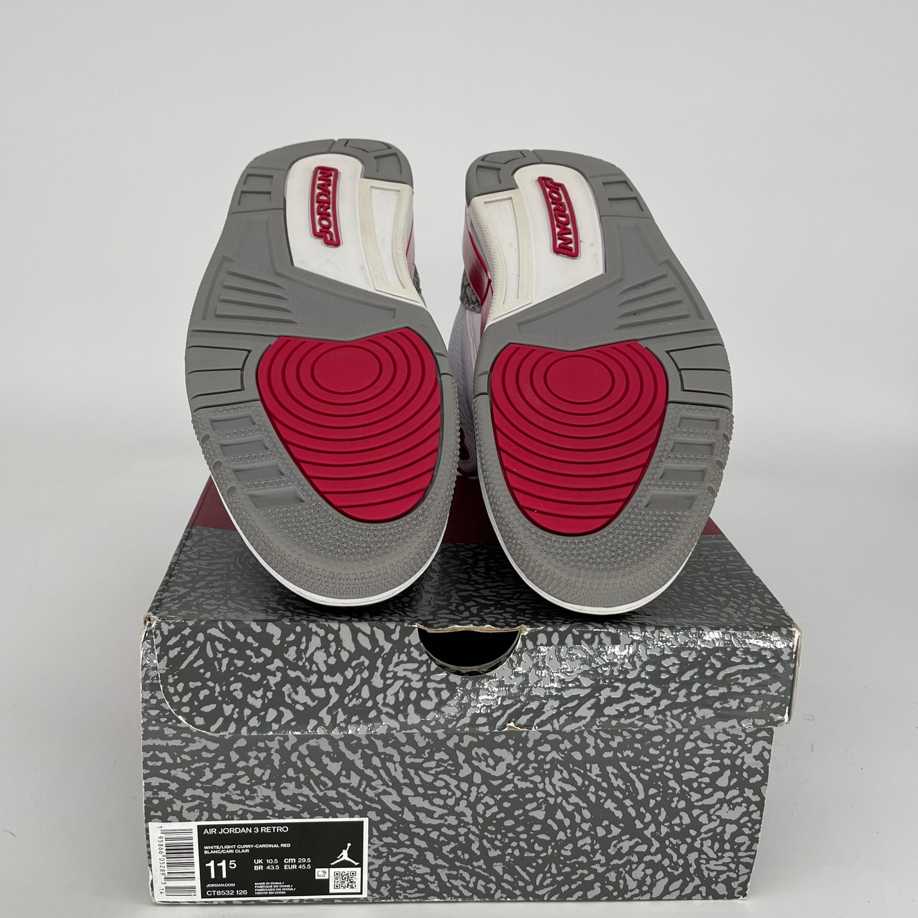 AIR JORDAN 3 CARDINAL RED Men's Basketball Shoes Size 11.5 - CT8532-126 | Retro Sneakers for Casual Wear, Street Style & Sports Performance