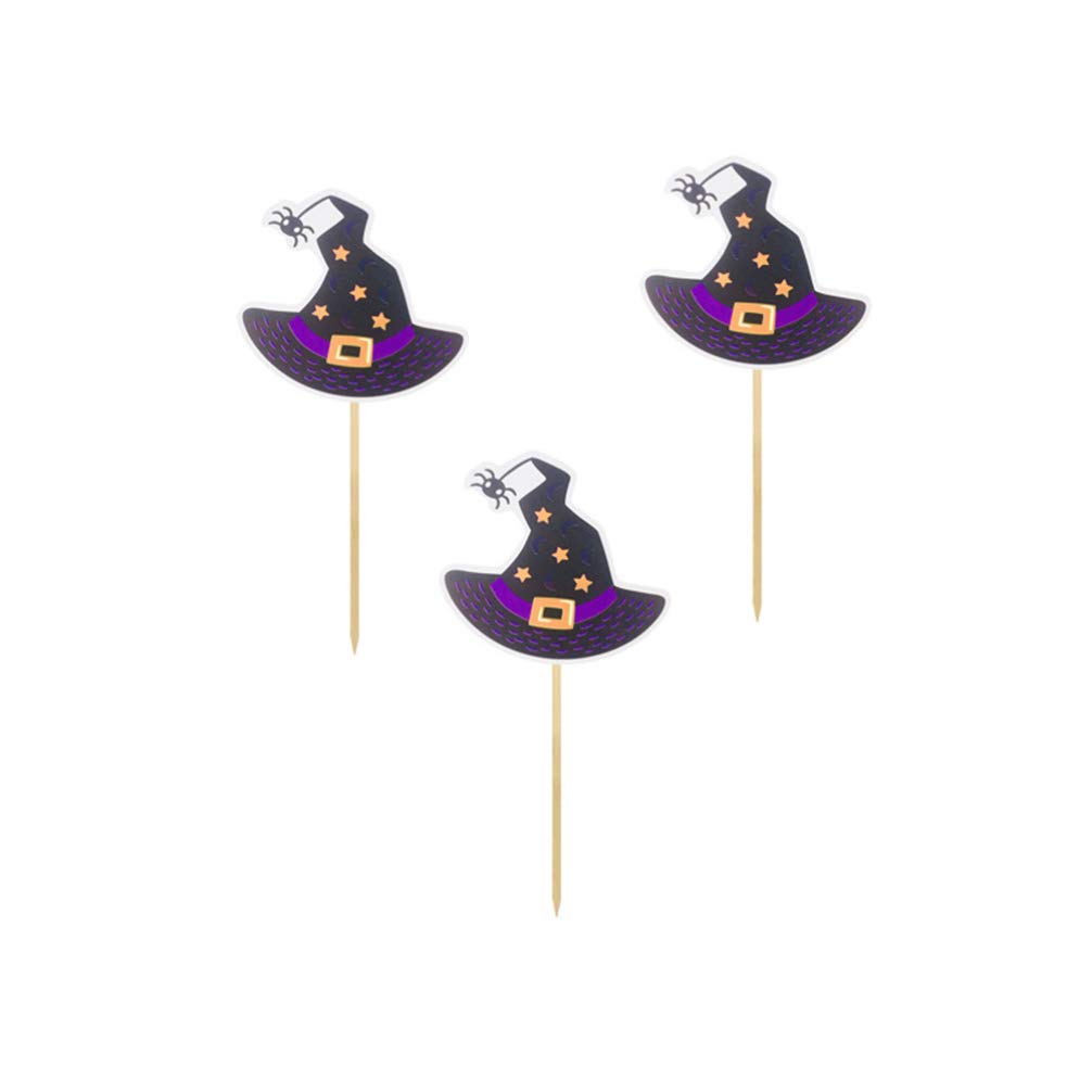 24-Piece Halloween Cupcake Toppers Set - Witch Hat Cake Decorations for Halloween Party Supplies | Perfect for Cupcakes, Cakes & Dessert Table Displays