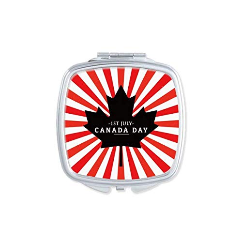 DIYthinker Happy Canada Day & 4th of July Black Maple Leaf Mirror - Portable Compact Double-Sided Pocket Makeup Mirror with Glass - Perfect for Travel, Cosmetics, and Home Decor