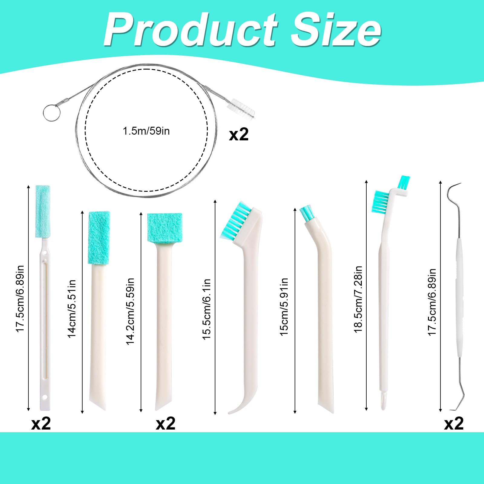 **10-Pack Ice Maker Cleaning Brushes with 2 Double-Ended Crochet Hooks - Deep Clean for Ice Machines, Gaps, Corners & Small Spaces - Perfect for Home, Kitchen & Commercial Use**