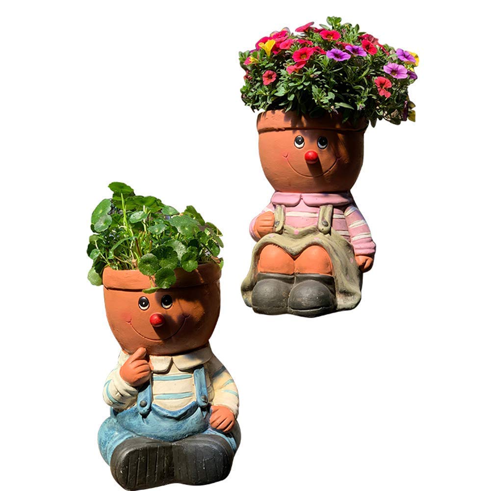 Creative Resin Cartoon Character Statue - Garden Sculpture & Flower Planter for Outdoor Decor, Living Room Ornaments | Perfect for Patio, Lawn, and Indoor Home Decoration