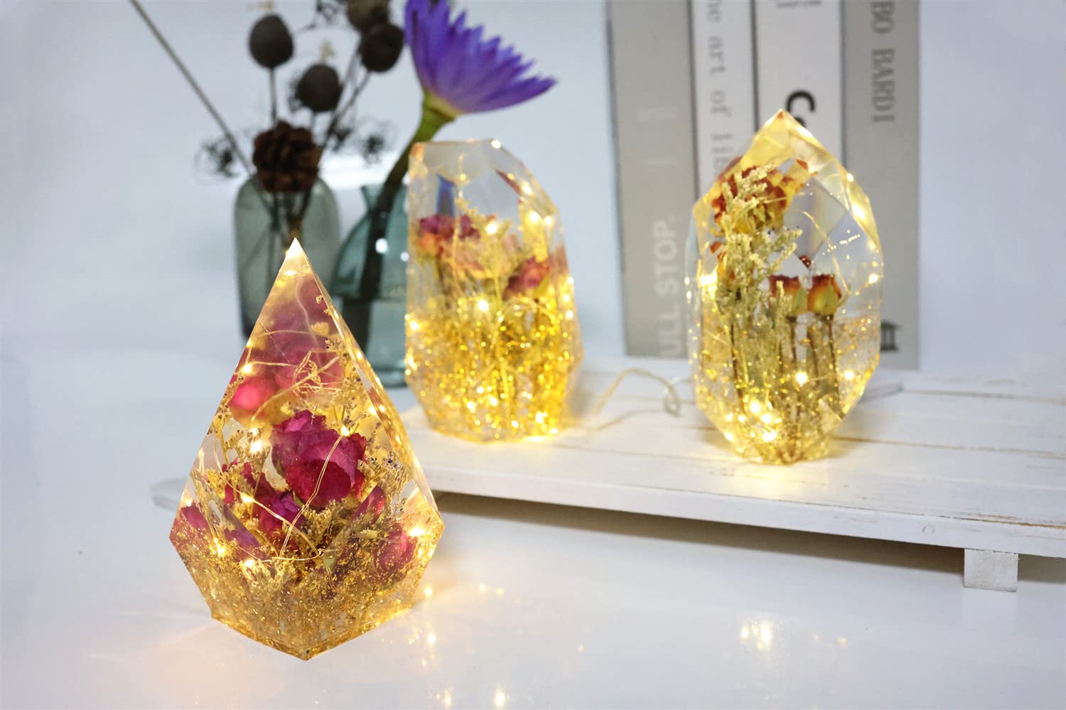 Faceted Ring Cone Silicone Molds for Resin Jewelry Making - Diamond Shaped Epoxy Casting Molds for DIY Ring Stands, Jewelry Displays & Home Decor (Set of 3) - Perfect for Crafting Unique Rings, Pendants & Decorative Pieces