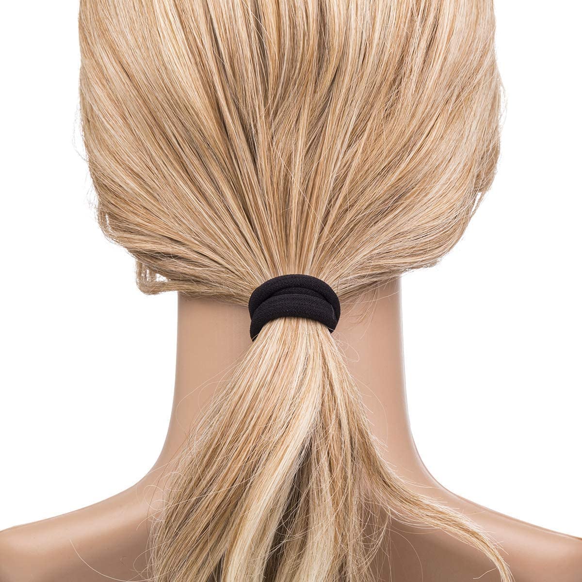 Premium Black Hair Rubber Bands for Women & Girls - 50 Pack - Soft & Stretchable Ponytail Holders for Daily Use, Workouts & Hairstyling