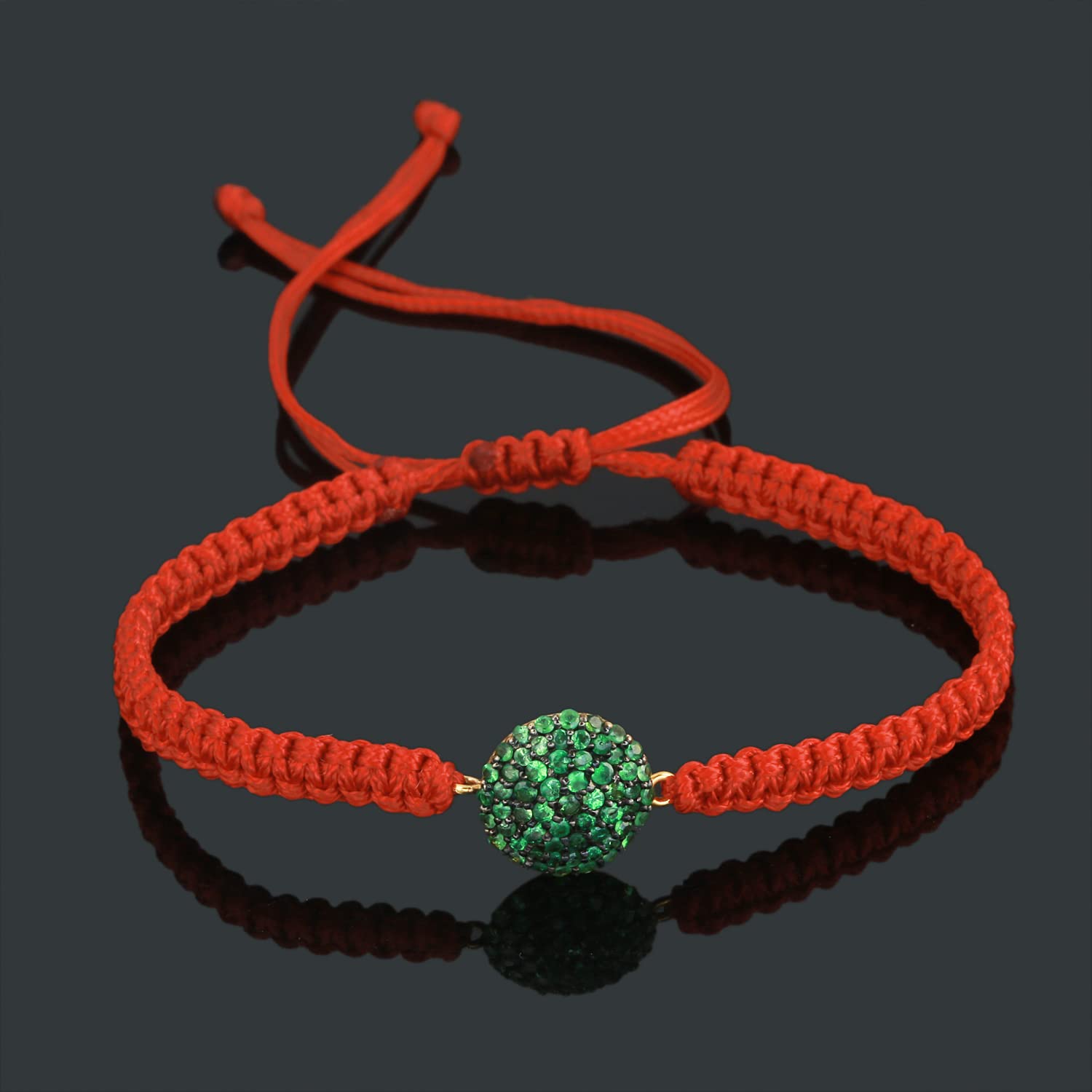 0.81 Carat Tsavorite Gemstone Sterling Silver Adjustable Thread Bracelet | Green Birthstone Jewelry for Women | Perfect for Gifts, Birthdays & Everyday Wear