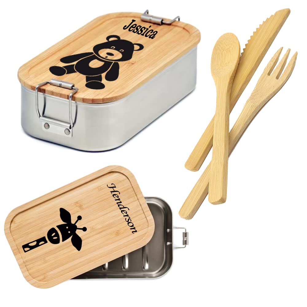 **Personalized Stainless Steel Lunch Box for Kids - 1650ML Bento Box with Name - Eco-Friendly, Leak-Proof School Lunch Container for Kindergarten & Back to School - Ideal for Meals, Snacks & Salads**