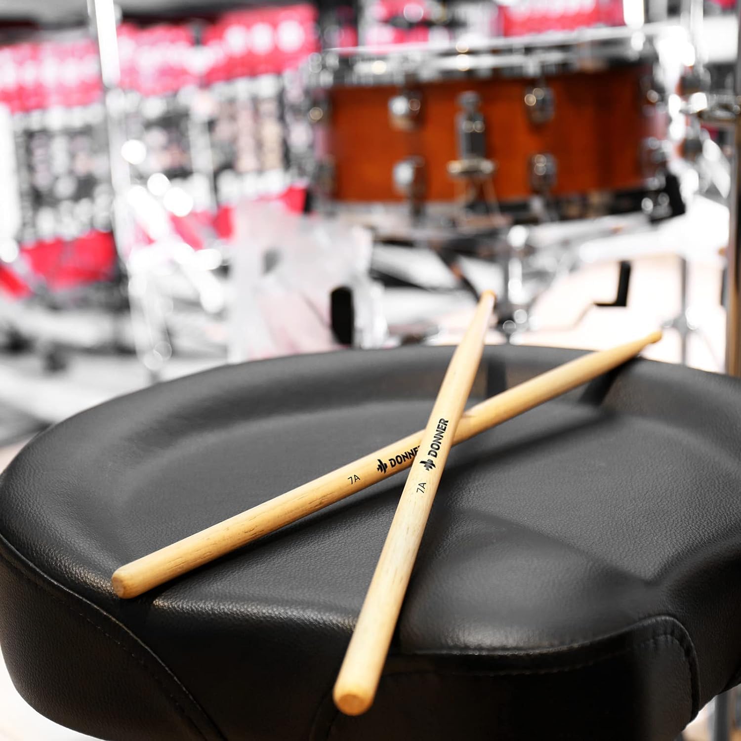 Donner Heavy Duty Drum Throne - Motorcycle Style Drum Stool with Widened Seat & Upgraded Materials - Height Adjustable Padded Drum Chair with Double Bracing - Perfect for Drummers, Musicians, and Live Performances