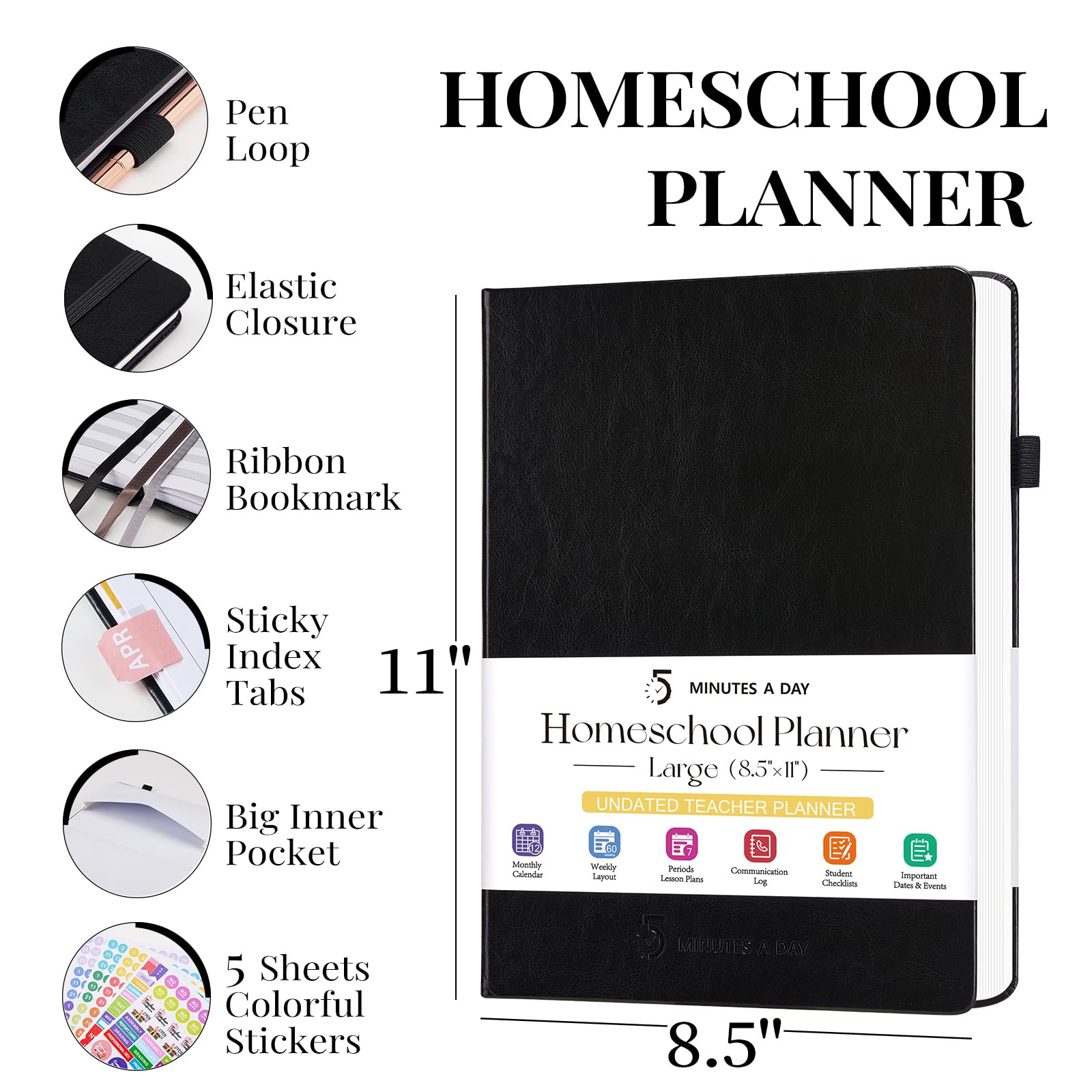 2025 Homeschool Planner - Undated Teacher & Student Lesson Plan Book | 8.5