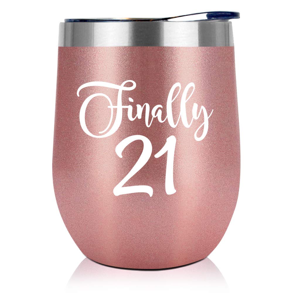 NewEleven 21st Birthday Gifts for Women - 2002 Vintage 12 oz Wine Tumbler with Lid & Straw - Perfect 21 Year Old Birthday Present for Her, Daughter, Sister or Best Friend - Great for Parties, Celebrations & Daily Use