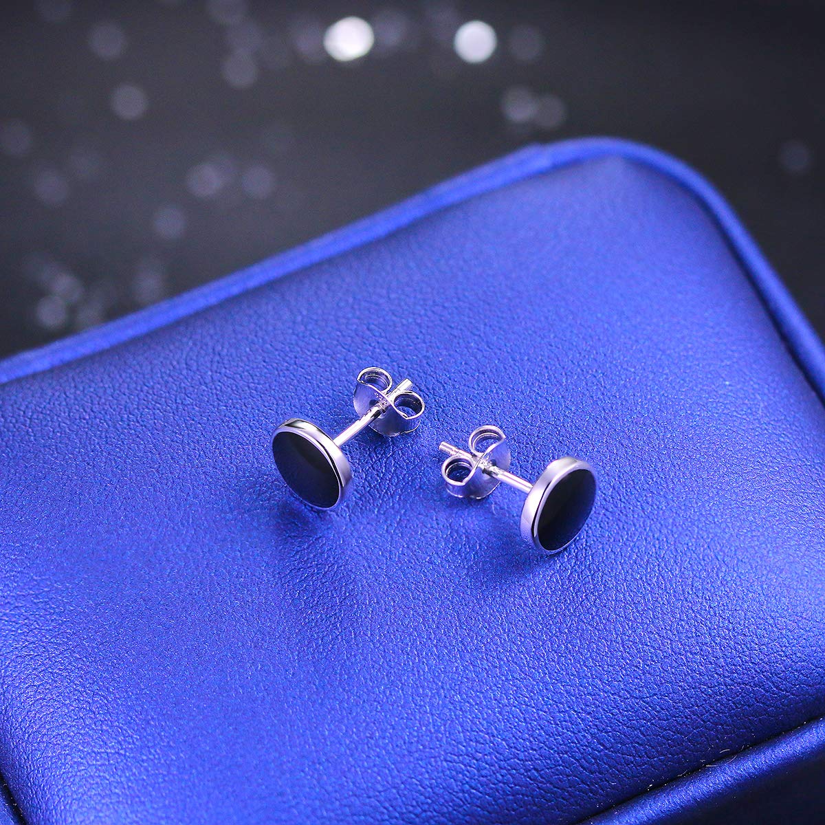 925 Sterling Silver Stud Earrings for Men & Women - Simple Black Earrings for Everyday Wear - Perfect Gift for Birthdays & Anniversaries