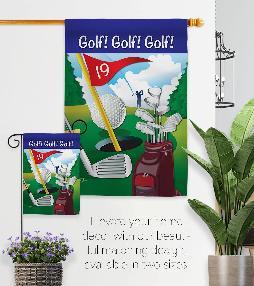 Golf Sports Vertical House Flag Set 28x40