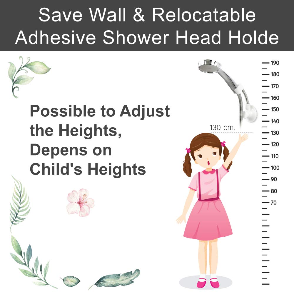Adjustable Vacuum Suction Cup Shower Head Holder - Flexible Wall Mount for Handheld Shower with Adhesive Stickers (Chrome) | Perfect for Bathroom, Spa & RV Use