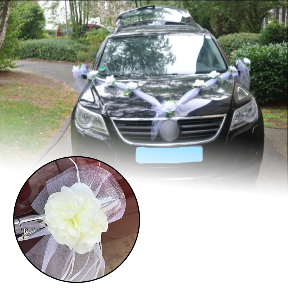 Zcargel Rattan Garland Wedding Car Decor Set - Creative Simulated Floral Float Design for Bridal Vehicle Decoration - Perfect for Wedding Ceremonies, Bridal Showers & Photo Shoots