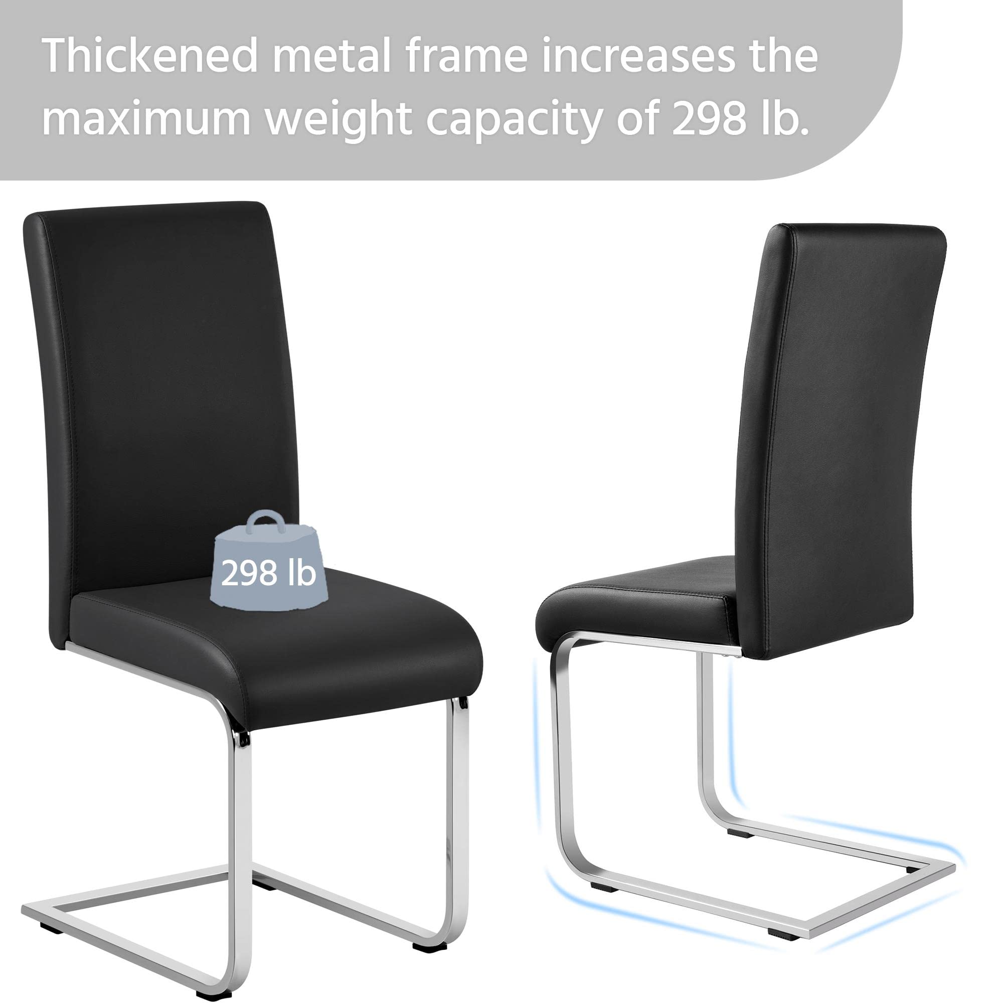 Yaheetech 6-Piece Modern Dining Chair Set - High Back Leather Seat & Metal Legs Kitchen Chairs for Dining Room, Living Room, Restaurant - Black (Set of 6) | Perfect for Family Gatherings, Dinner Parties & Home Decor