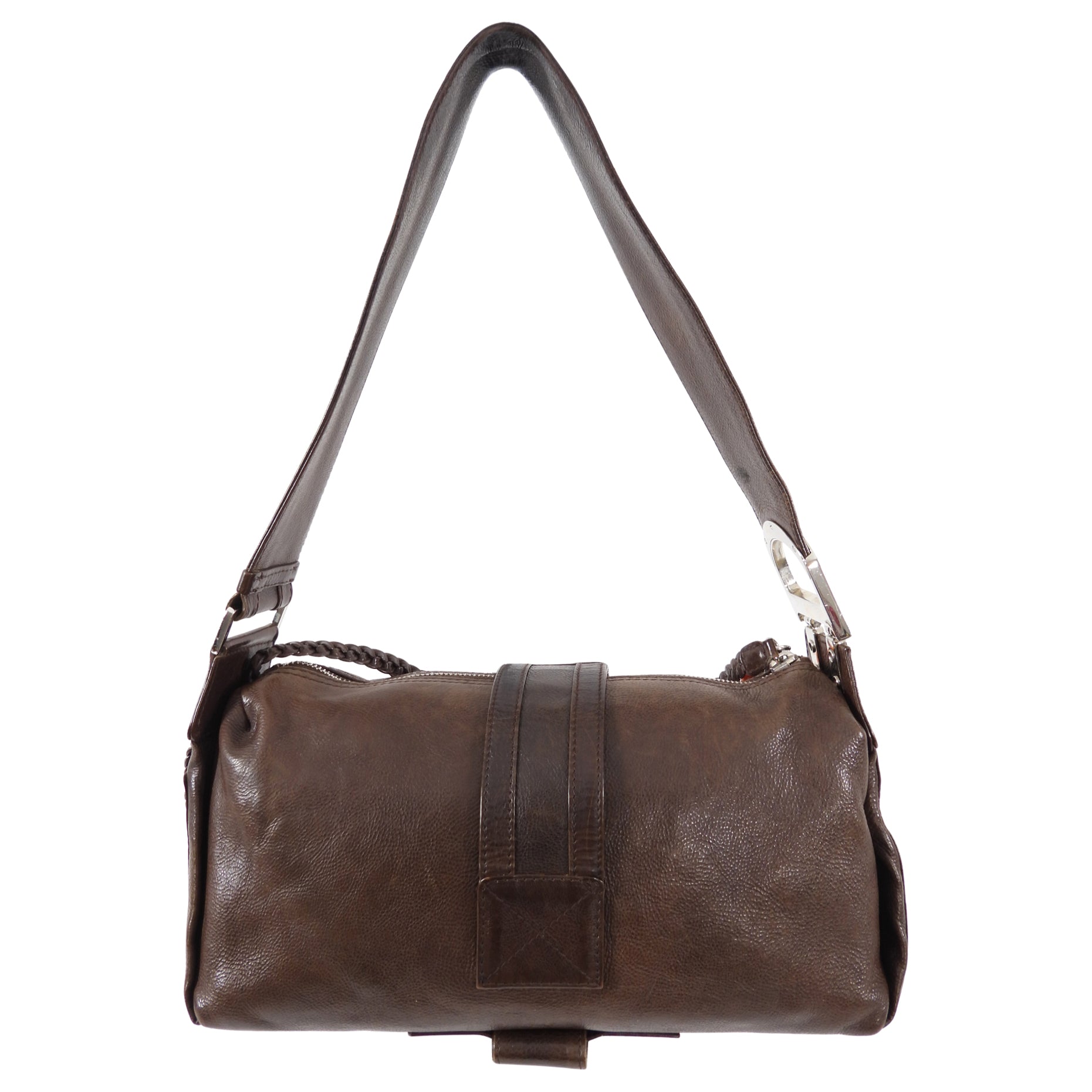 Vintage Christian Dior Galliano 2006 Brown Leather Flight Shoulder Bag - Authentic Designer Handbag for Women, Travel & Everyday Use