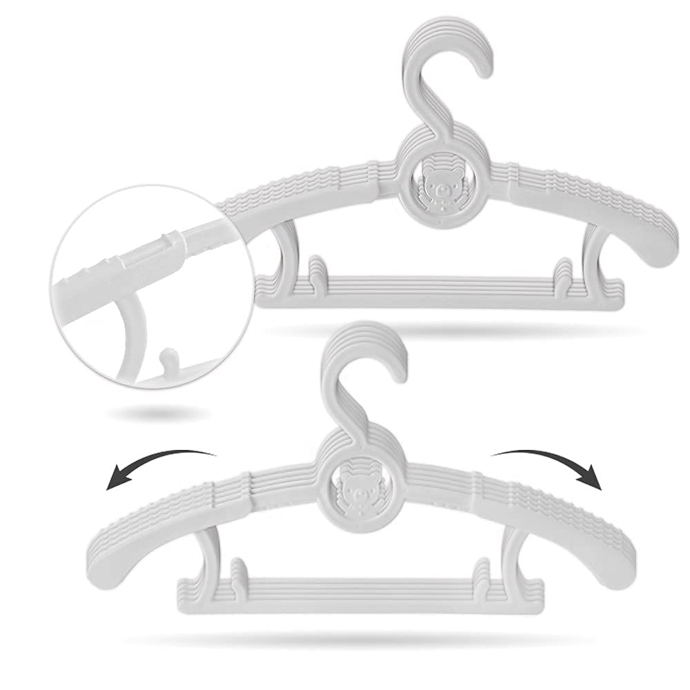 Adjustable Baby Clothes Hangers for Infants & Toddlers - 10 Pack Grey - Perfect for Nursery Organization & Kids Closet Storage