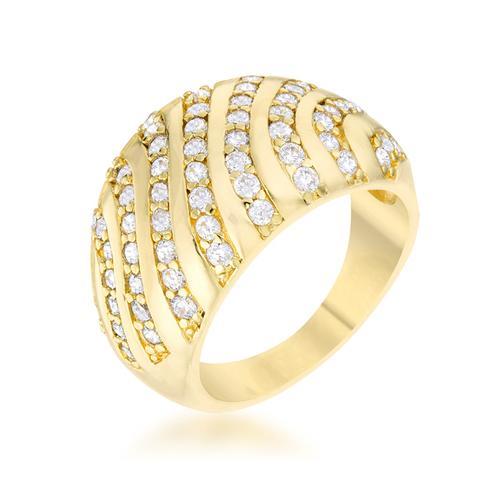 0.95ct CZ 14k Gold Contemporary Dome Ring for Women - Elegant Cubic Zirconia Engagement & Wedding Band - Perfect for Anniversary, Valentine's Day & Special Occasions