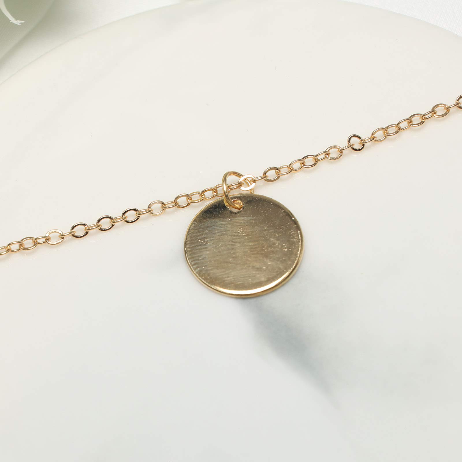 YienDoo Multilayer Gold Sequin Necklace - Round Disc & Vertical Bar Pendant Layered Charm Chain Jewelry for Women and Girls | Perfect for Parties, Weddings, and Everyday Elegance