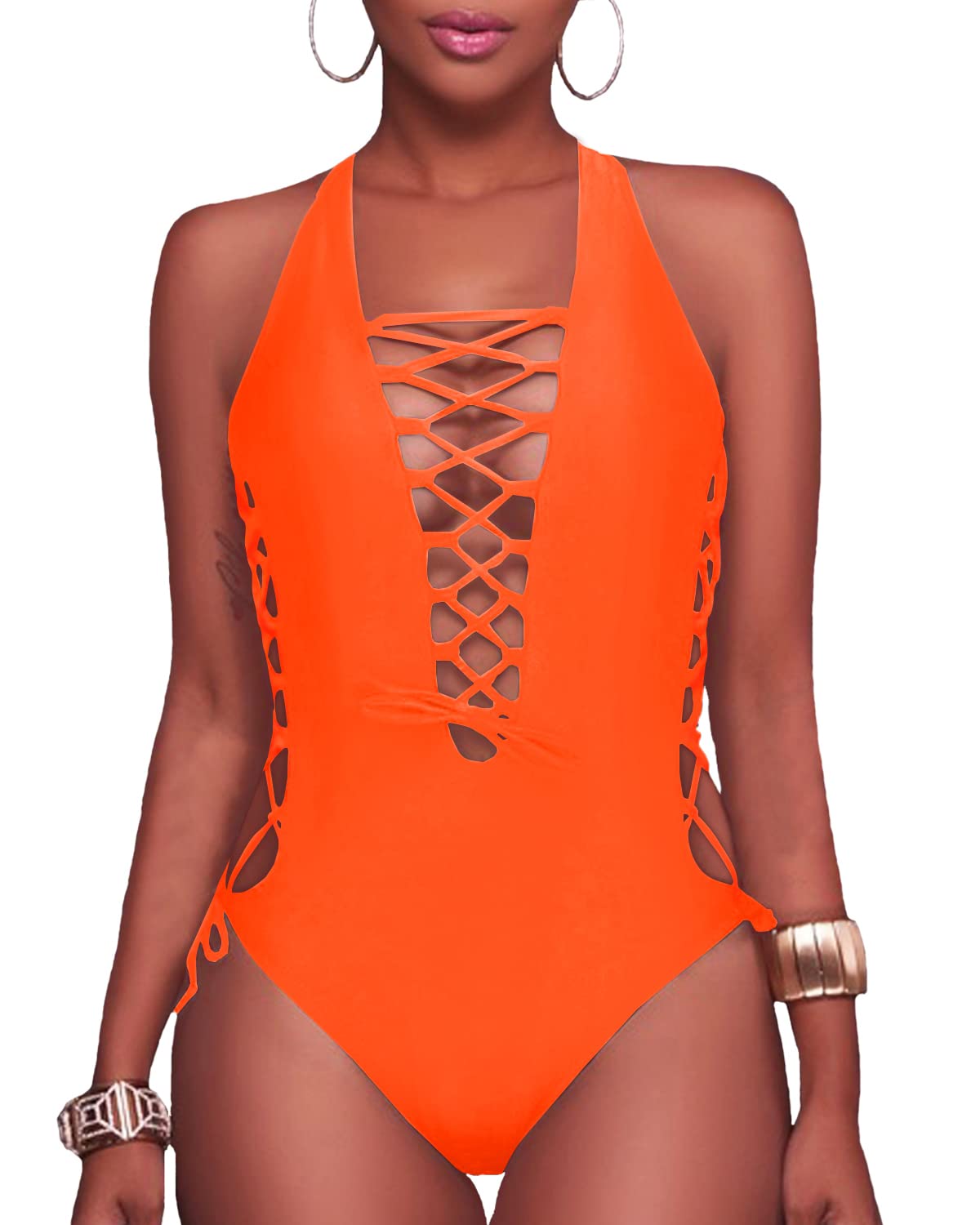 Sexy One Shoulder Monokini Swimsuit for Women - Lace Up One Piece Bathing Suit | Beach Vacation, Pool Party & Summer Swimwear