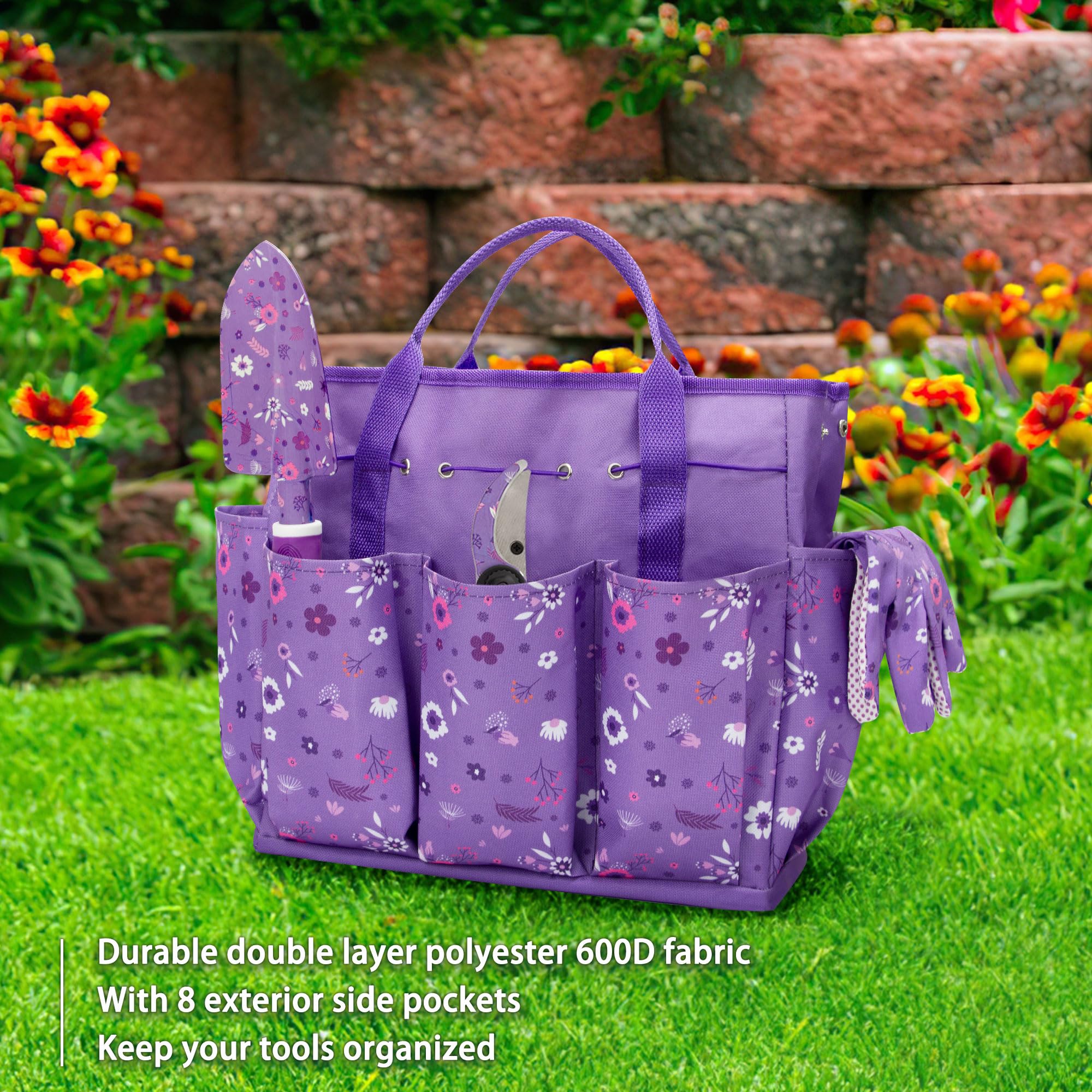 Premium Heavy Duty Gardening Tool Set for Women - 3-Piece Stainless Steel Hand Tools with Durable Purple Garden Tool Bag - Perfect for Planting, Weeding, and Outdoor Gardening Gifts