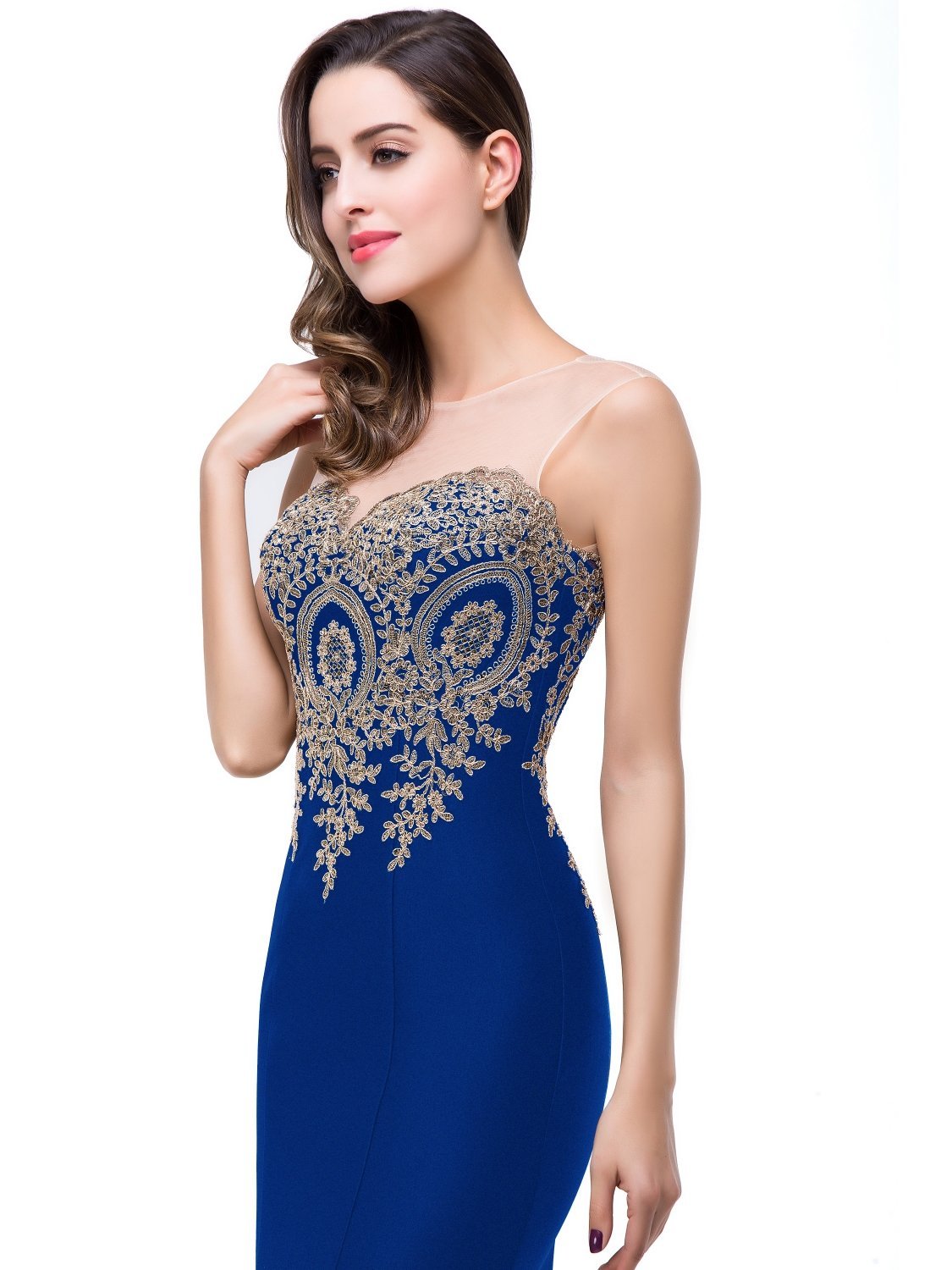 Babyonline® Elegant Women's Lace Applique Mermaid Evening Gown - Formal Prom Dress for Weddings, Galas & Special Occasions