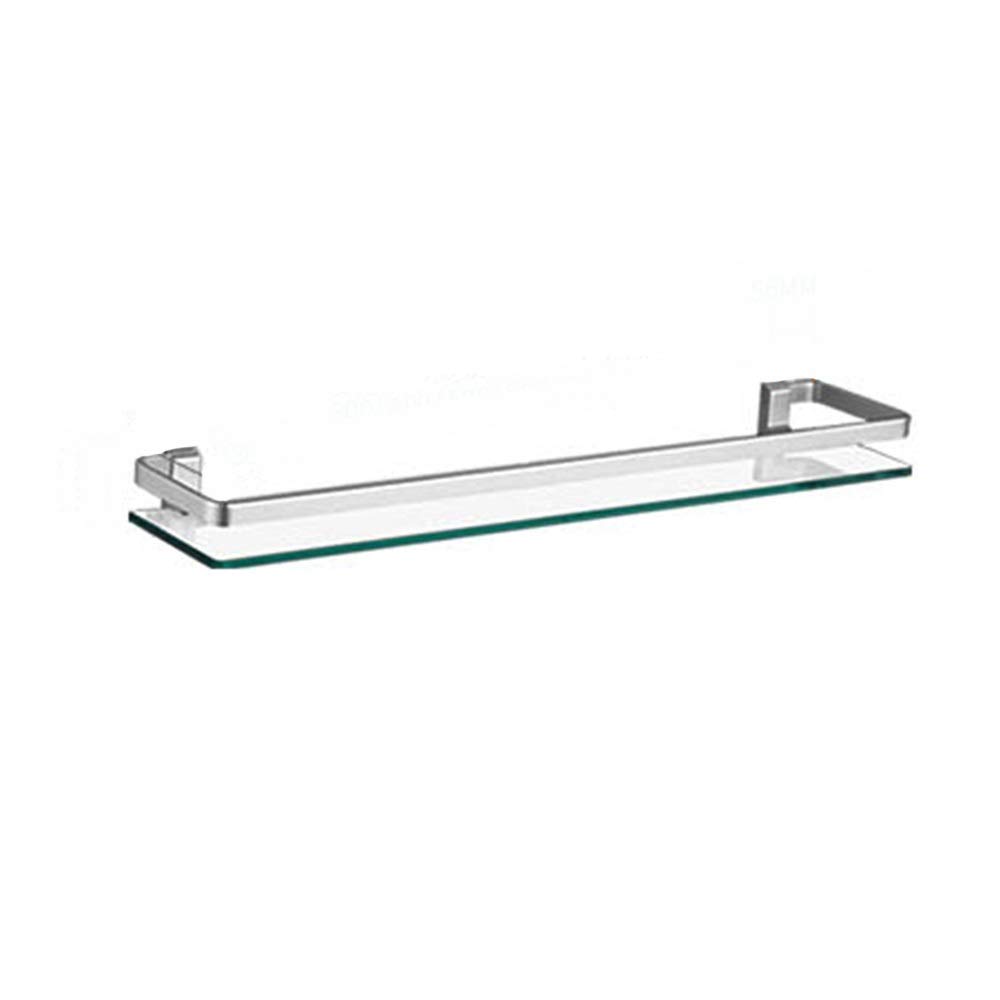 GLJ Floating Shelves - Bathroom Glass Shelf with Aluminum Frame, Tempered Glass Wall Mounted Shelf for Vanity Mirror, Single Layer Storage (80cm) - Perfect for Organizing Toiletries, Cosmetics & Decor in Small Bathrooms