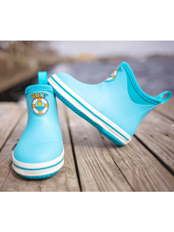 Buoy BB107 Kids Waterproof Rubber Rain Boots for Boys & Girls - Turquoise Color for Outdoor Play, Puddle Jumping & Gardening