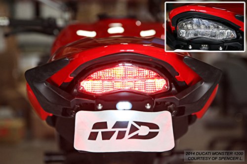 Sequential LED Tail Lights with Clear Lens for Ducati Monster 797 821 1200 (2014-2021) & Supersport (2017-2020) - High Visibility Brake Lights for Night Riding & Enhanced Motorcycle Safety