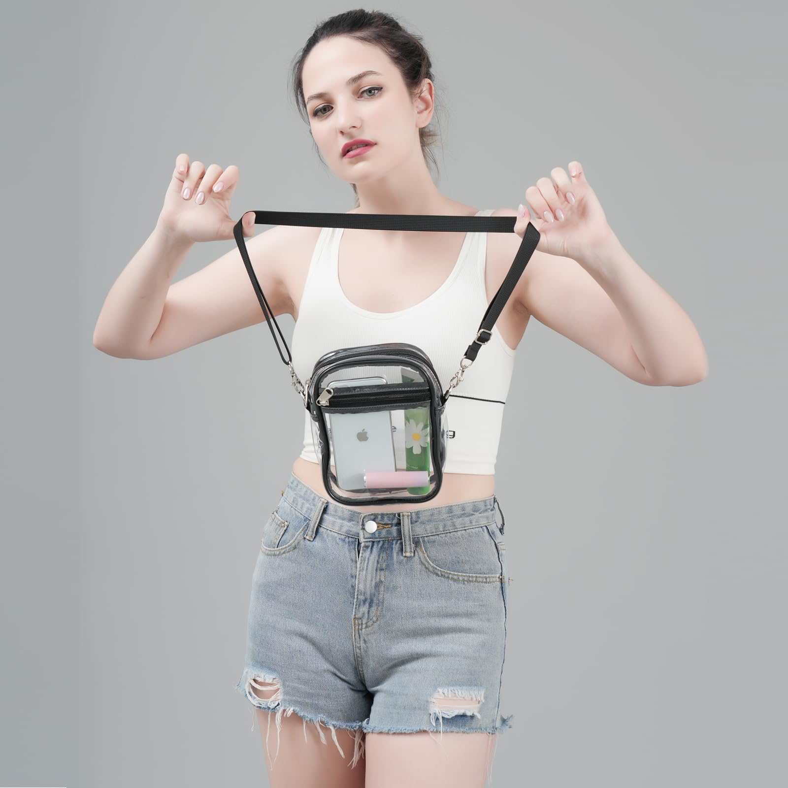 COVAX Clear Crossbody Purse Bag - Stadium Approved Transparent Bag for Concerts, Festivals, Sports Events & Theme Parks - Waterproof & Secure for Travel, Shopping & Night Out
