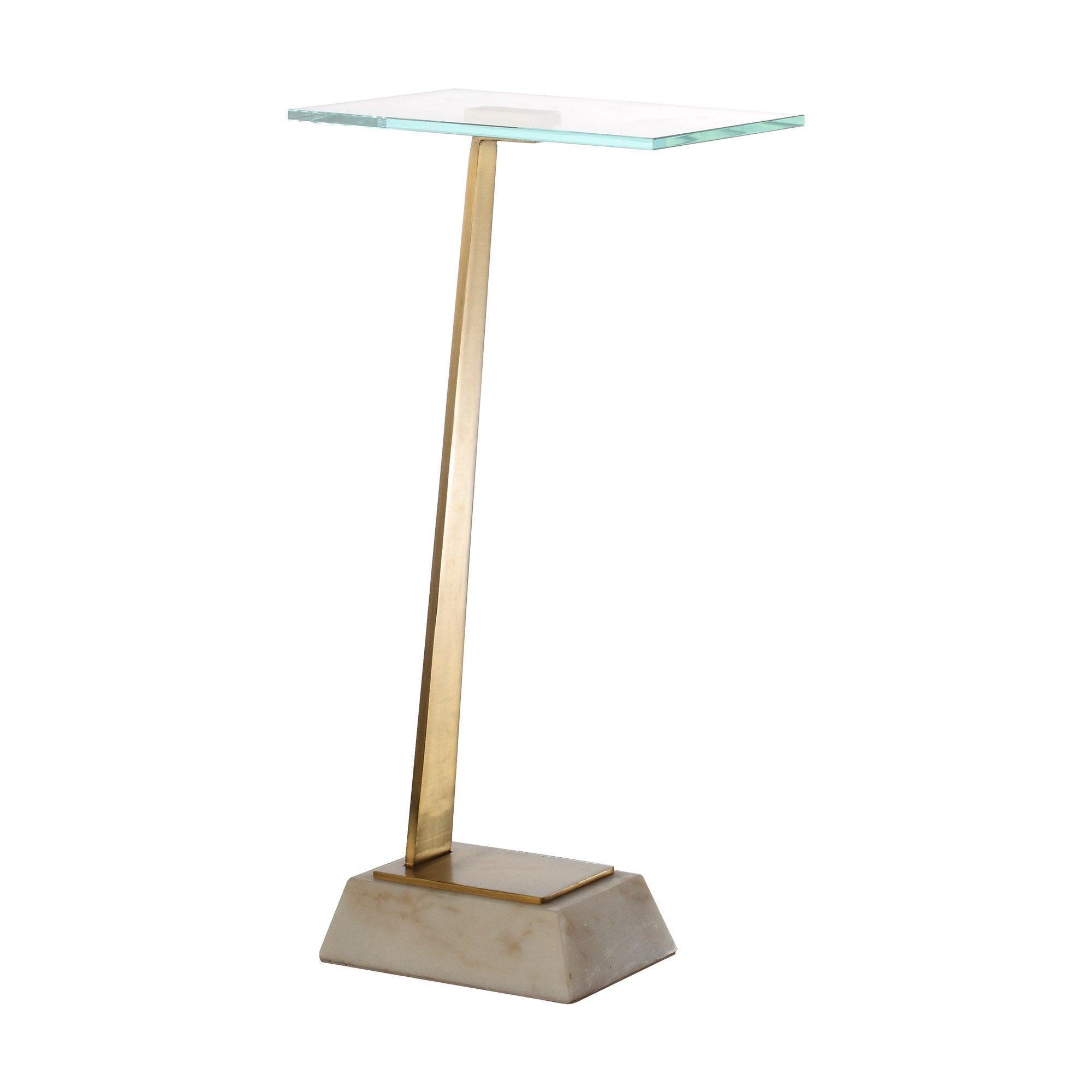 Golden Square Side Table with Marble Base - Modern End Table for Living Room, Bedroom & Office - Stylish Accent Table for Home Decor