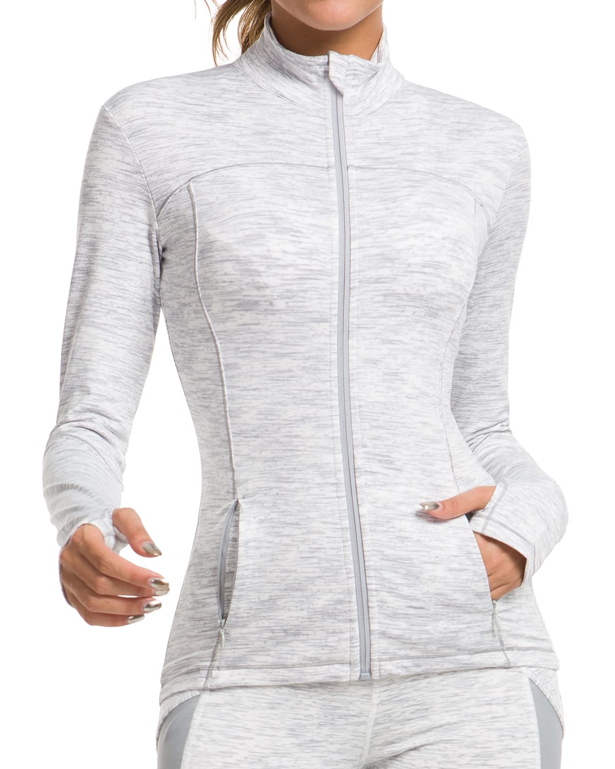 GYM RAINBOW Women's Lightweight Full Zip Workout Jacket - Slim Fit Athletic Running & Sports Track Coat with Pockets | Perfect for Gym, Jogging & Outdoor Activities